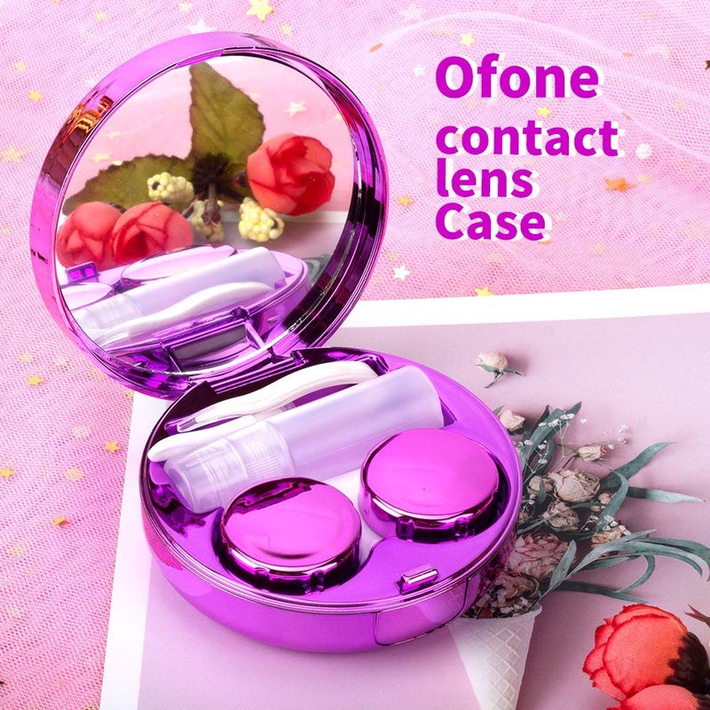 ofone Contact Lens Case, Bling Constellations Contact Cases with Tweezers Remover Tool Mirror Solution Bottle Contact Lenses Storage Container Kit for Travel (Purple) - Image 4